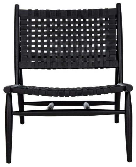 Leil Leather Woven Accent Chair Black   Midcentury   Armchairs And Accent Chairs   by V.S.D Furniture  Houzz