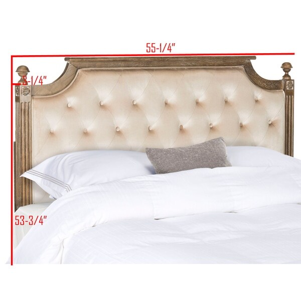 SAFAVIEH Bedding Rustic Wood Beige Tufted Velvet Full size Headboard - Beige / Rustic Oak - - 22287112