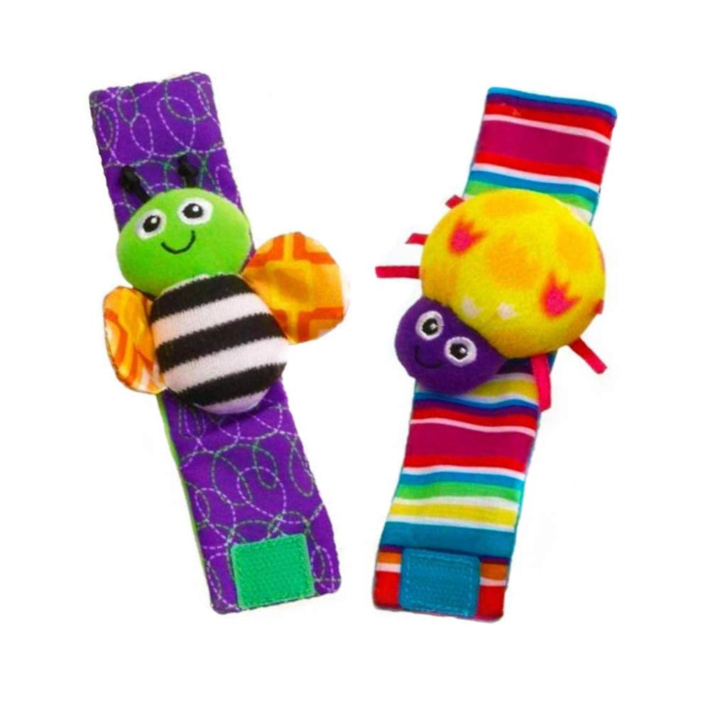 Coolmade Infant and Baby Puzzle Lovely Socks And Wrist Strap Toy Cartoon Animal Shaped Wrist Rattles Foot Socks Toys 4 pcs