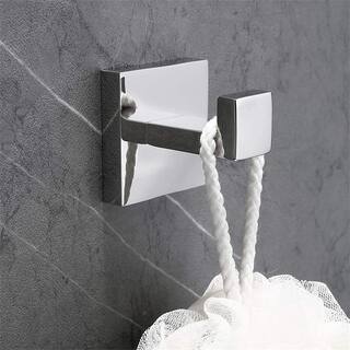 Dracelo Wall Mounted Square Bathroom Robe Hook Towel Hook Hanger in J-HookPolished Chrome (2-Pack) B07G5YG8G1