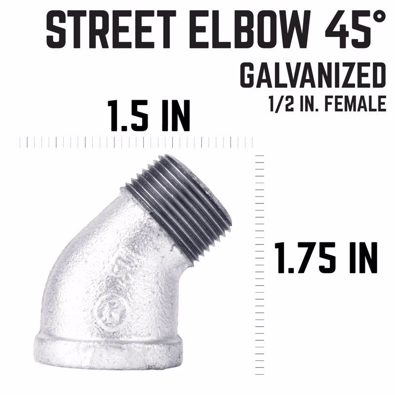 ELBOW ST GALV 45 1/2