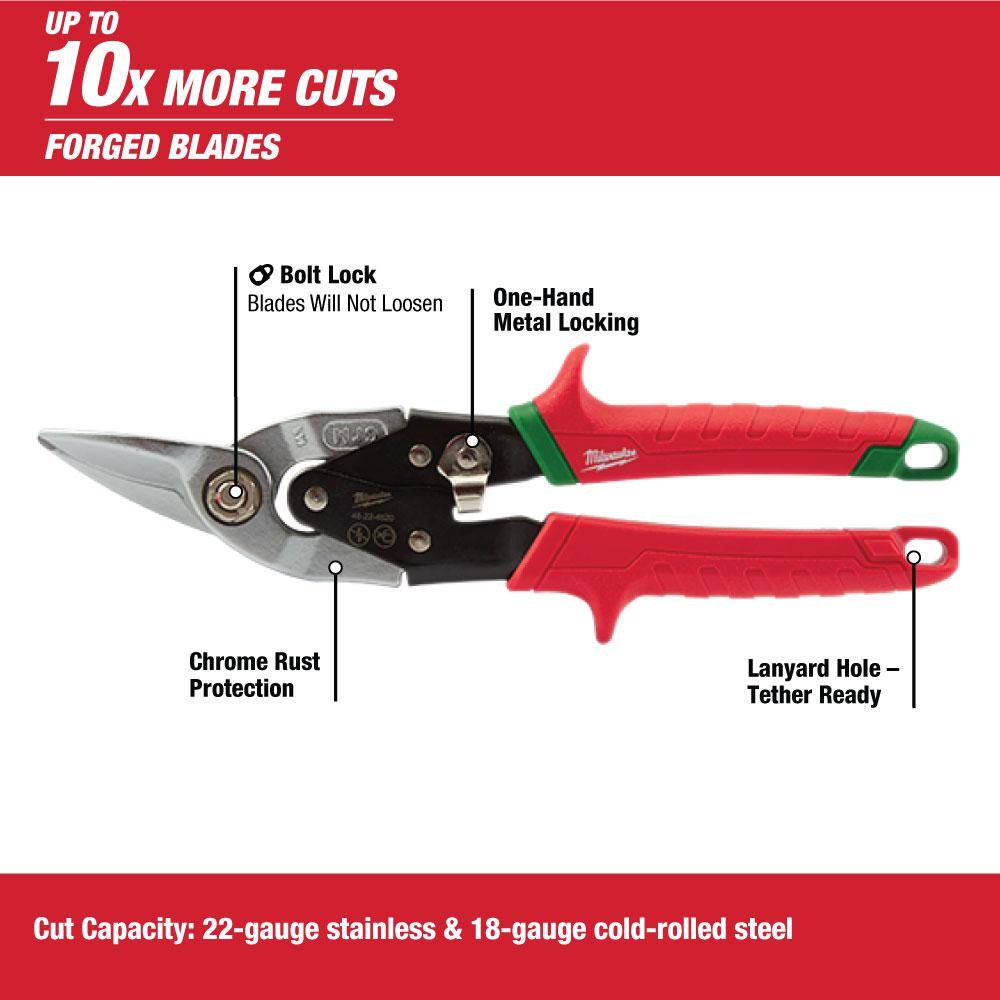 MW Left Right and Straight Aviation Snips with Utility Knife's (5-Pack) 48-22-4533-48-22-1503