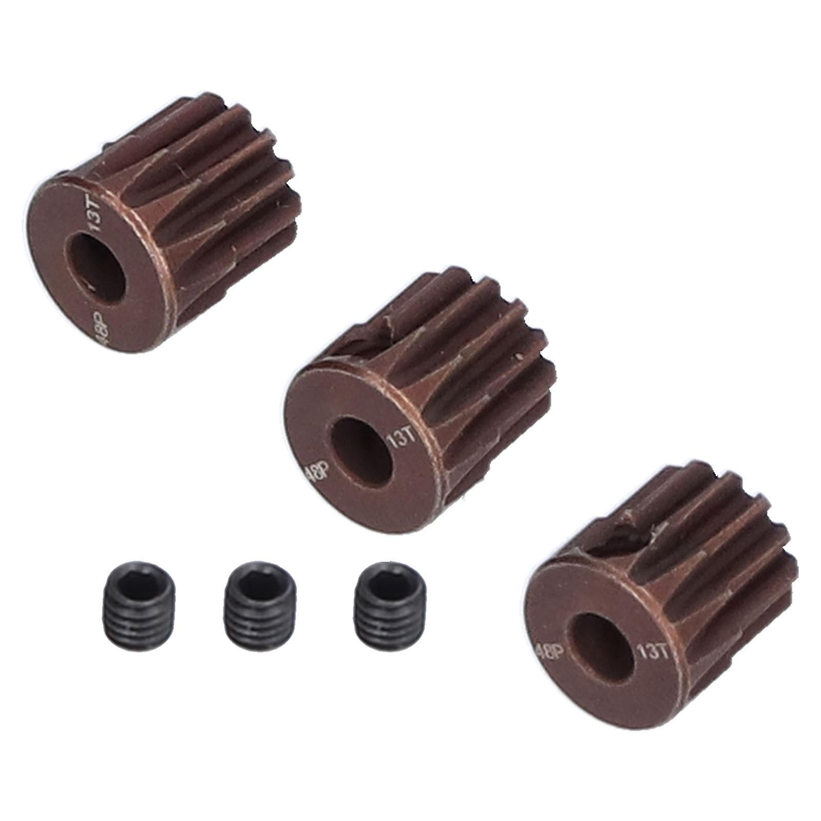 3pcs 48dp 13t Steel Pinion Gear For 1/10 Rc Car 3.175mm Shaft Brushless/brushed Motor