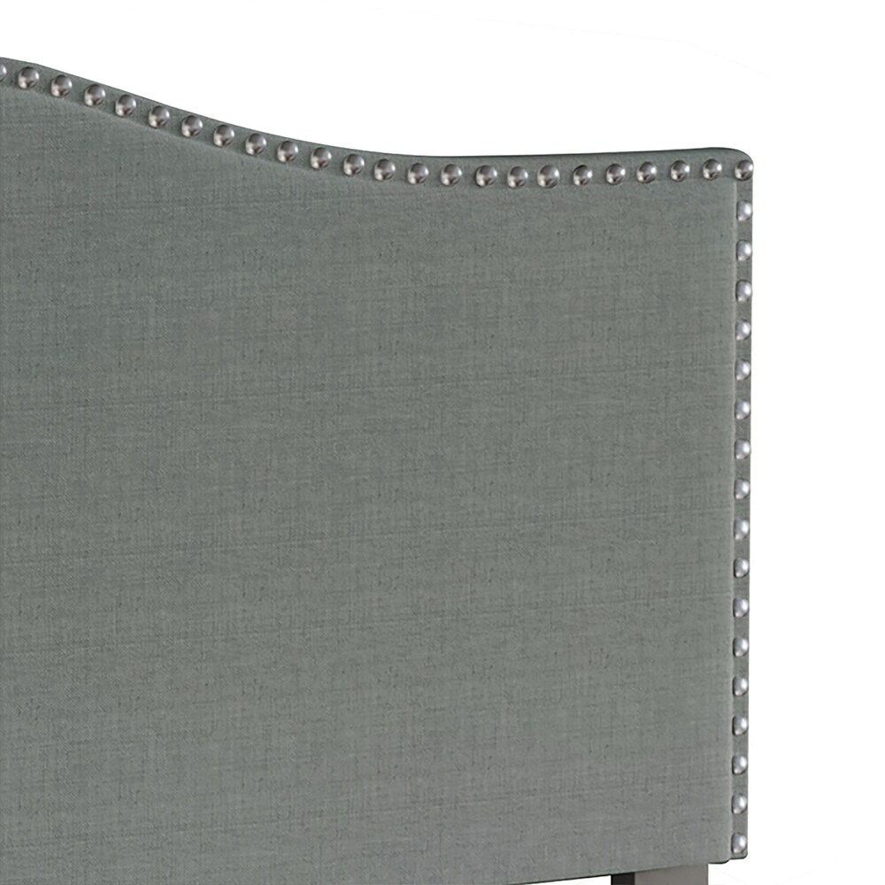 CraftPorch Linen Nailhead Curvaceous Upholstered Adjustable Headboard