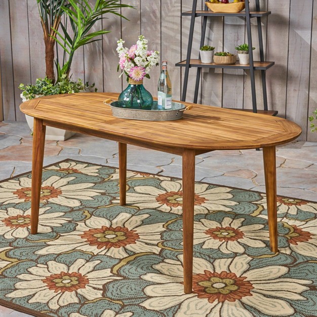 Stamford Oval Acacia Wood Dining Table Teak Christopher Knight Home