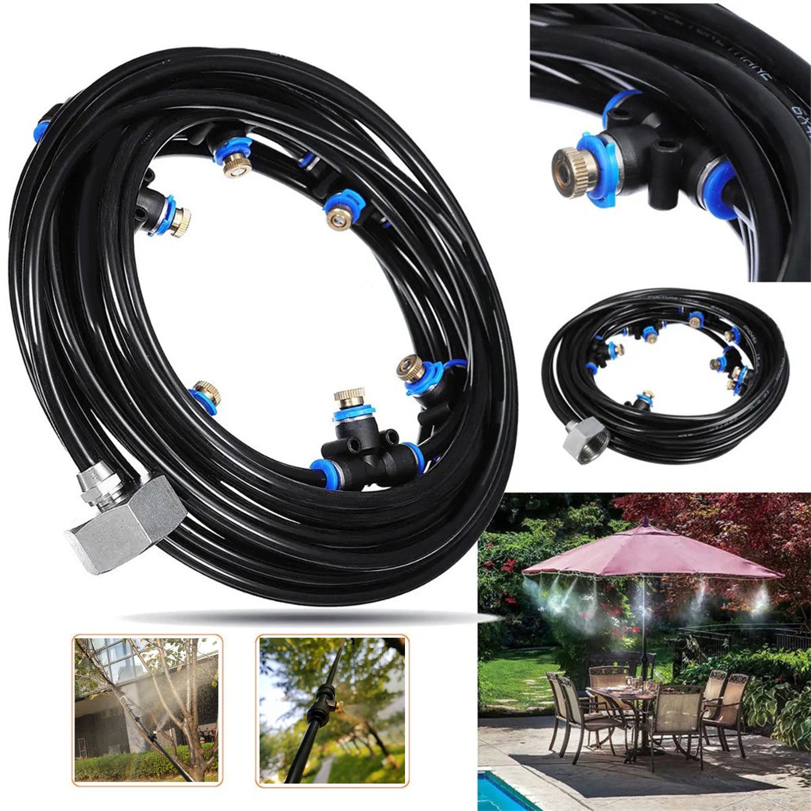 Egmy 8M Outdoor Mist Coolant System Water Sprinkler Garden Patio Cooling Spray Kits