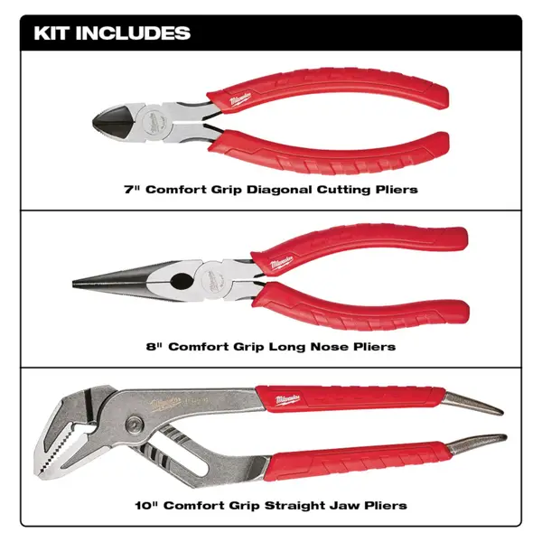 Milwaukee 3-Piece Pliers Kit