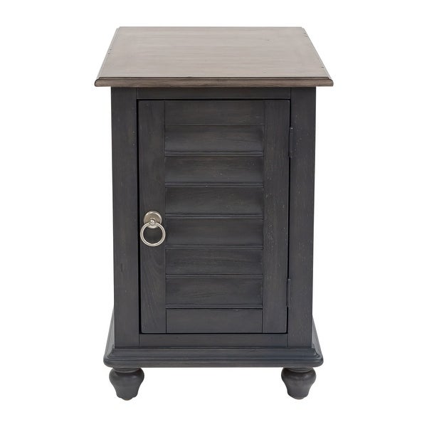 Ocean Isle Slate Weathered Pine Chair Side Table