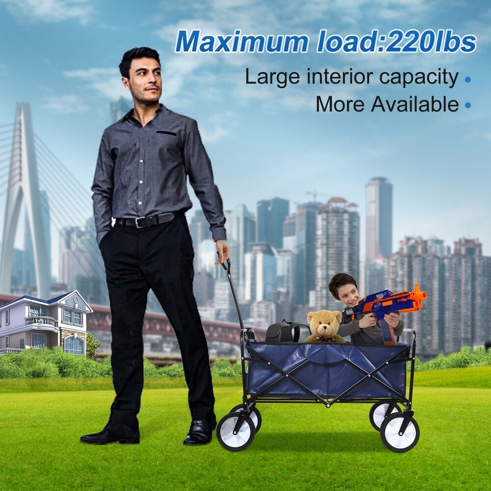 Foldable Utility Wagons Folding Cart 200 lbs Capacity for Outdoor Use