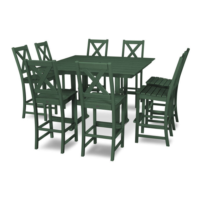 Polywood Braxton 9-Piece Farmhouse Trestle Bar Set PWS514-1