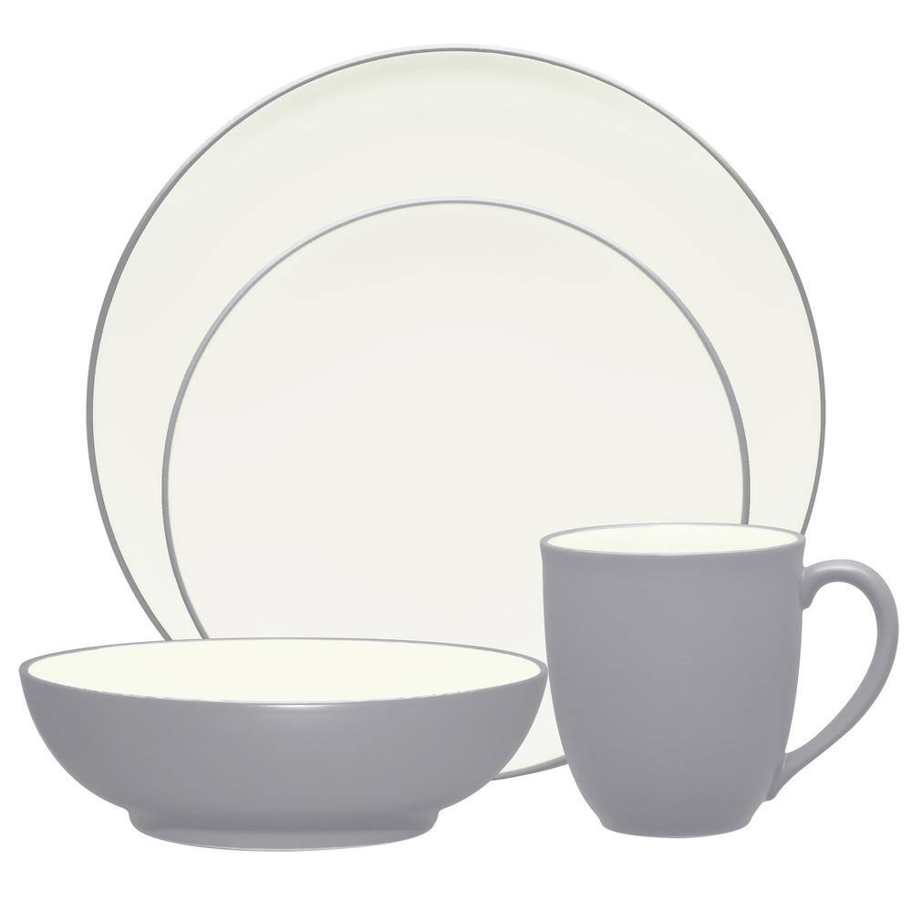 Noritake Colorwave Slate Grey Stoneware Coupe 4-Piece Place Setting (Service for 1) 5107-04G