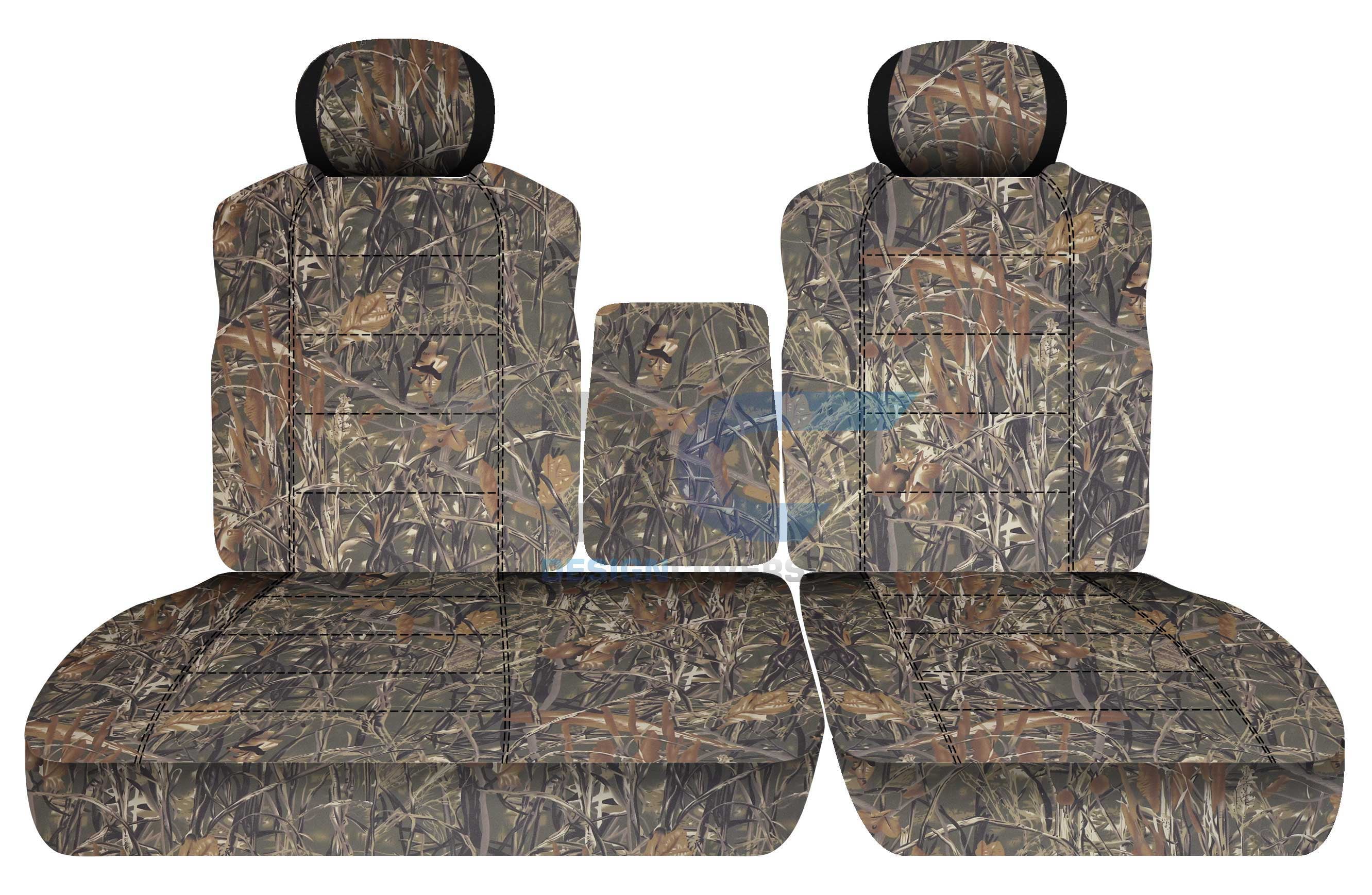 T111-Designcovers Compatible with 2001-2003 Ford F-150 Camouflage Truck Seat Covers (Front 40/60 Split Bench) with opening Center Console， Adjustable Headrests:Wetland Camo