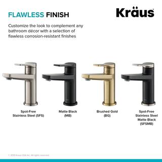 KRAUS Indy Single Hole Single-Handle Bathroom Faucet with Pop-Up Drain with Overflow in Matte Black KBF-1401MB-PU-11MB