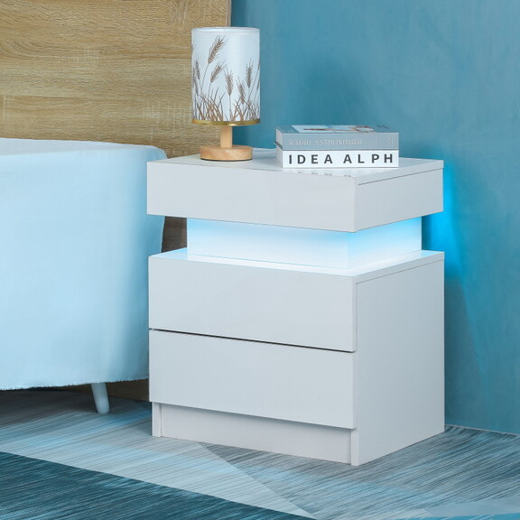 Bedside table with LED Light 2 set in one carton W...