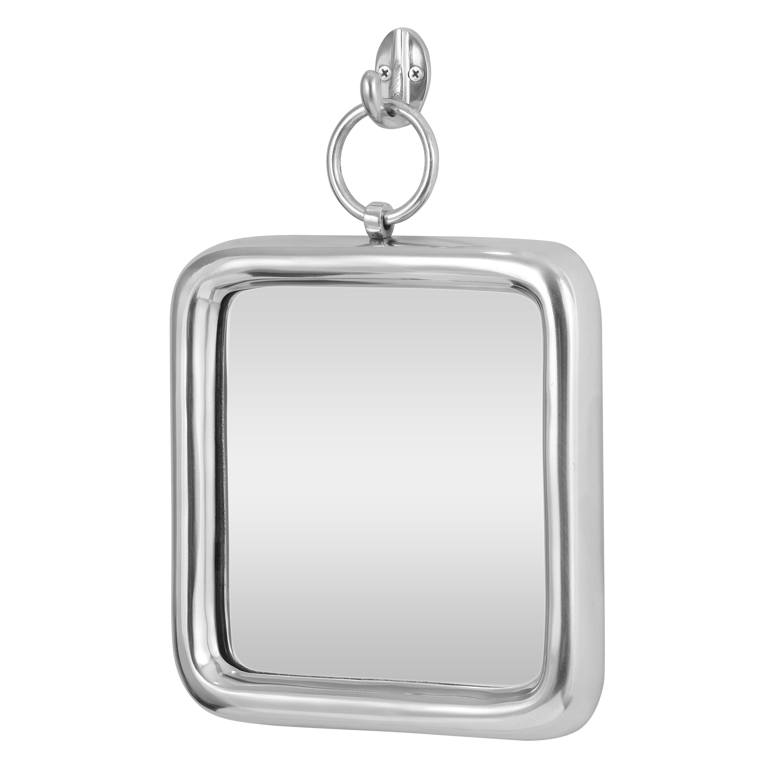 Klein Modern Handcrafted Square Aluminum Wall Mirror, Silver