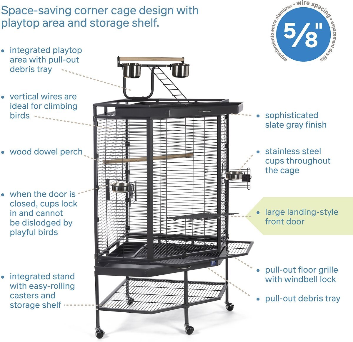 Prevue Pet Products Corner Playtop Bird Cage