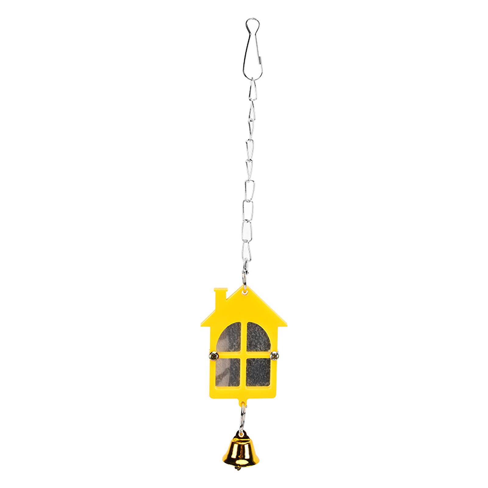 Bird Hanging Mirror Anti Shatter Cute Birdcage Toy Mirror With Bell For Parakeet Cockatiel