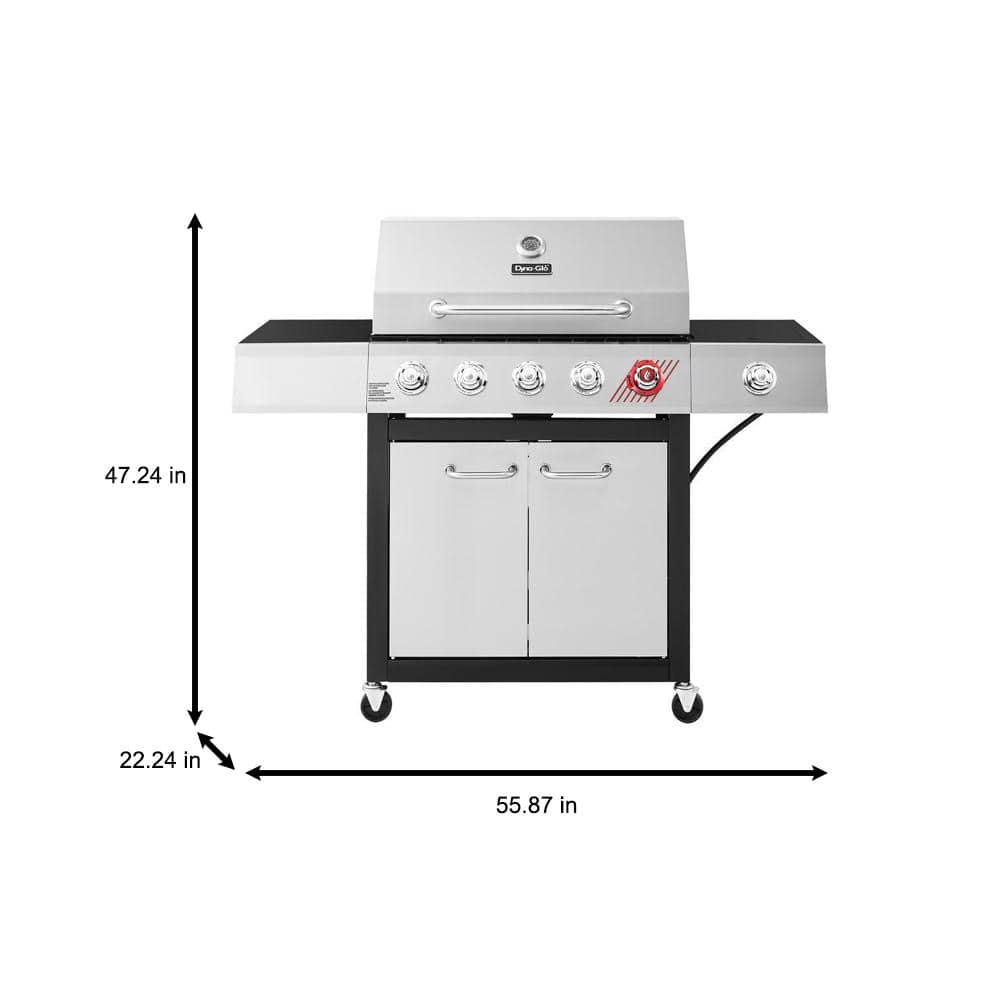 DynaGlo 5Burner Natural Gas Grill in Stainless Steel with TriVantage MultiFunctional Cooking System