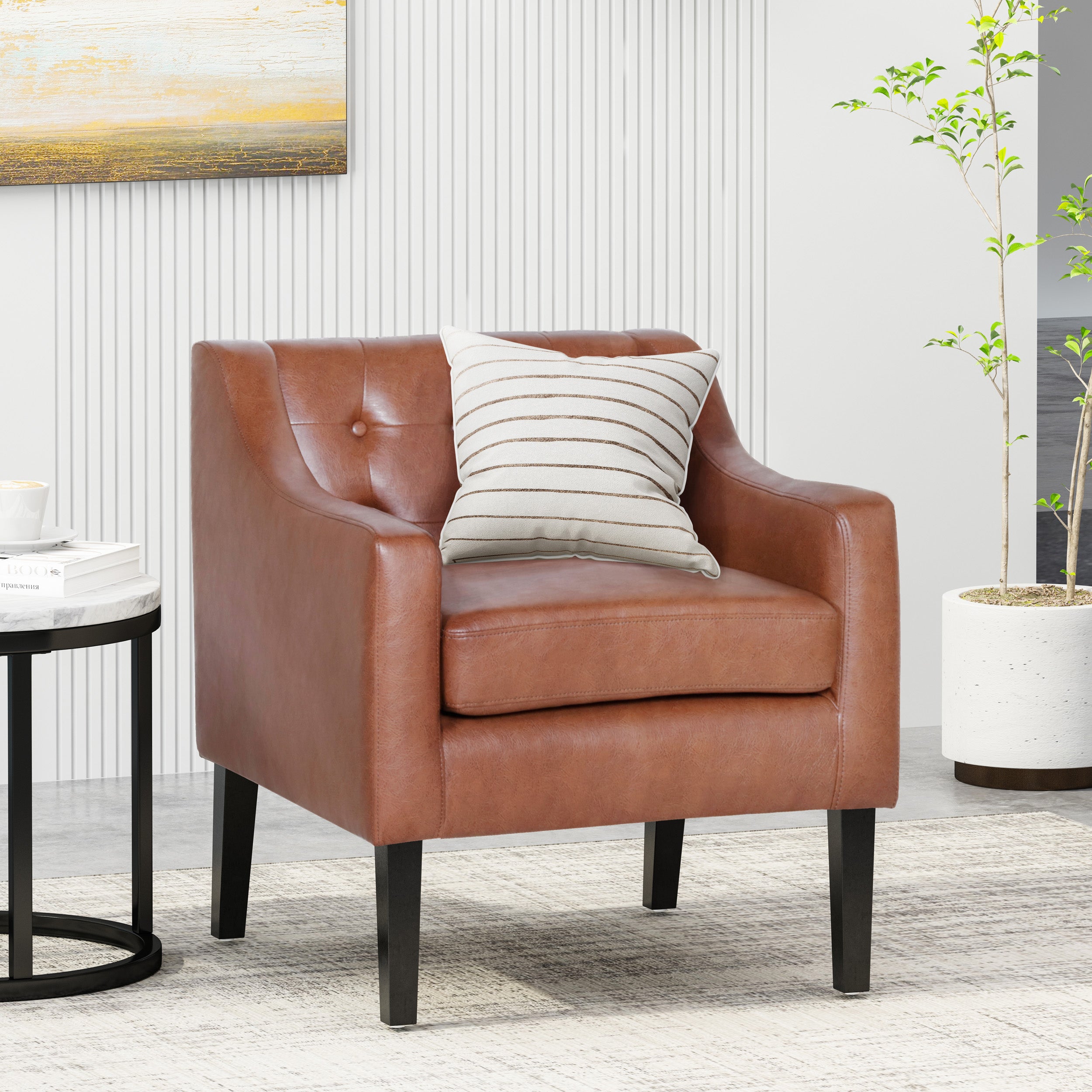 Aragon Contemporary Faux Leather Tufted Accent Chair