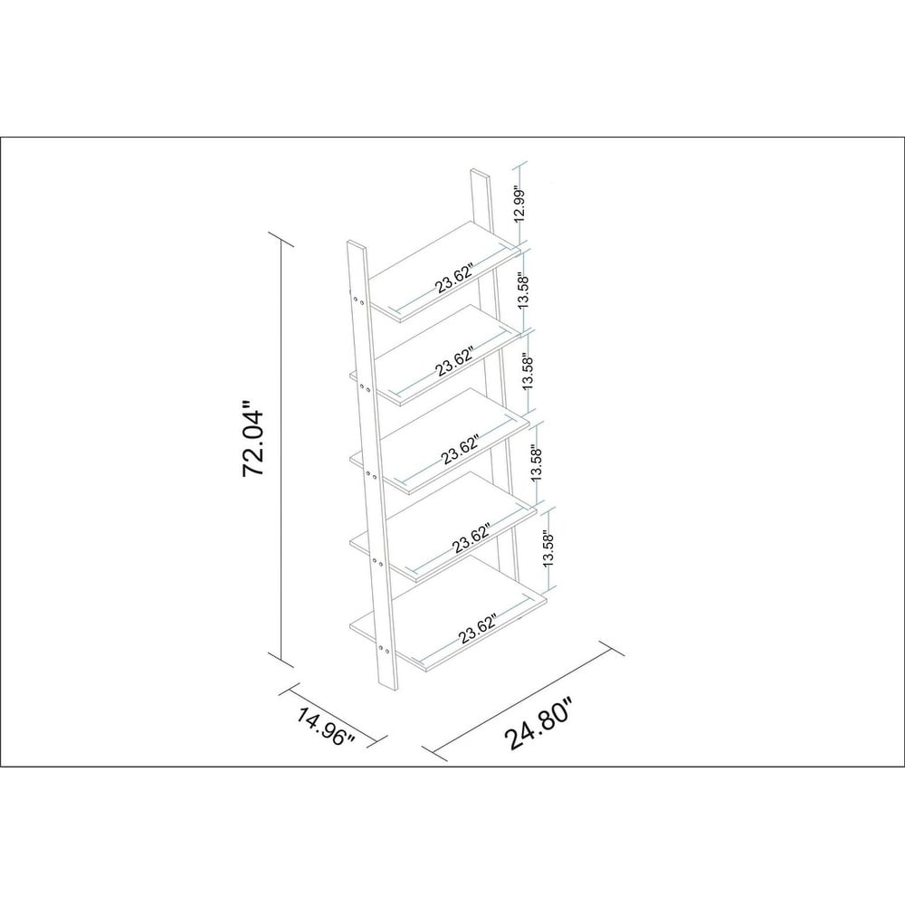 Cooper 5 Shelf Floating Ladder Bookcase by Manhattan Comfort