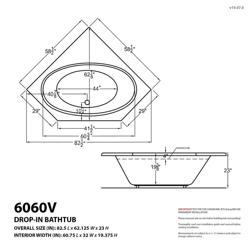 Universal Tubs Mali 5 ft. Acrylic Corner Drop-in Whirlpool Bath Tub in White HD6060VWR