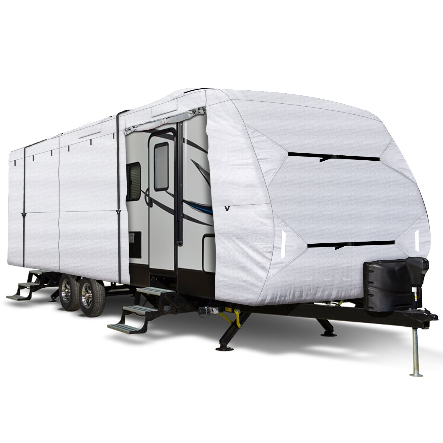 Leader Accessories 150D Travel Trailer RV Cover with Adhesive Repair Patch， Ripstop Diamond Camper Cover， 20'-22'