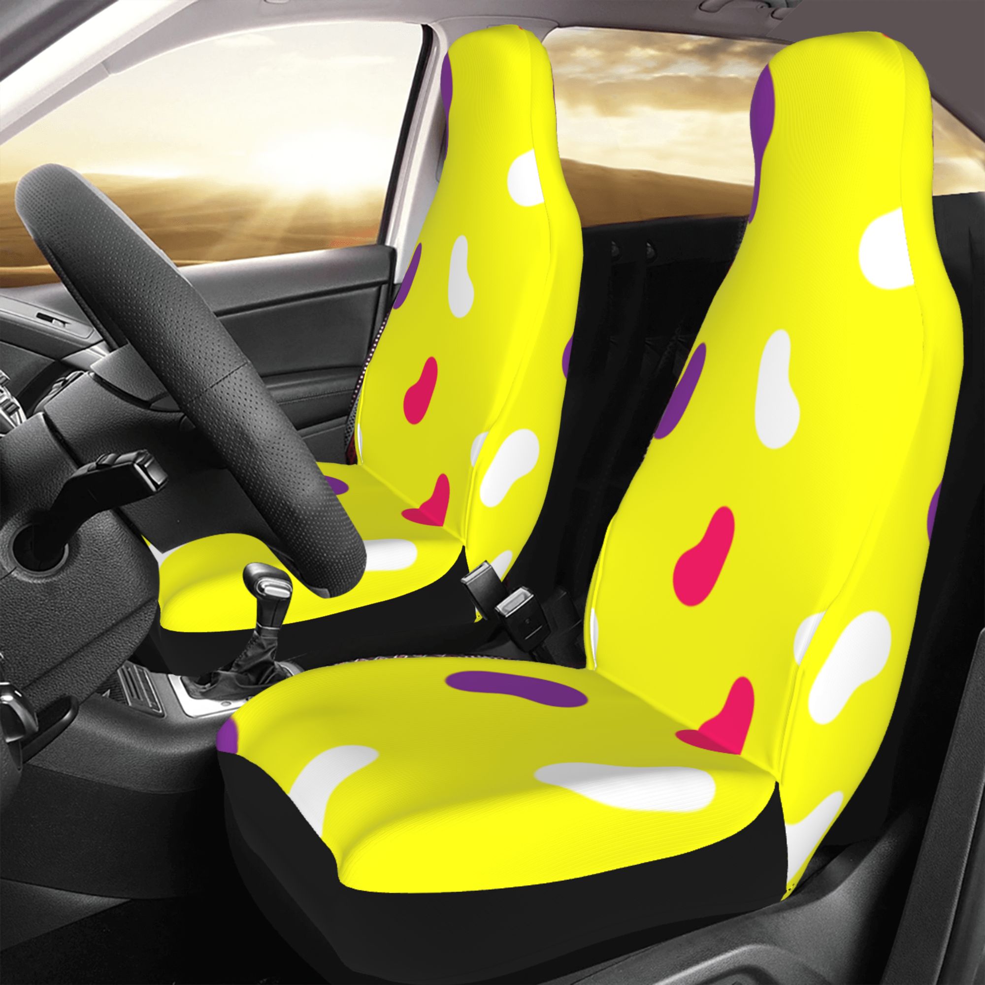 ZICANCN Car Seat Cover Candy Yellow Print Car Front Seat Covers Protectors ， Automotive Seat Covers for Cars Trucks Suv