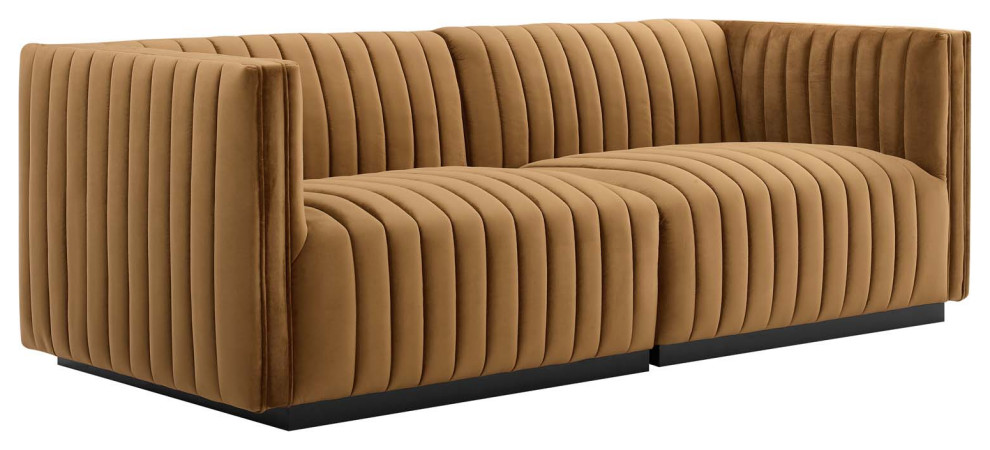 Conjure Channel Tufted Velvet Loveseat   Contemporary   Loveseats   by Modway  Houzz