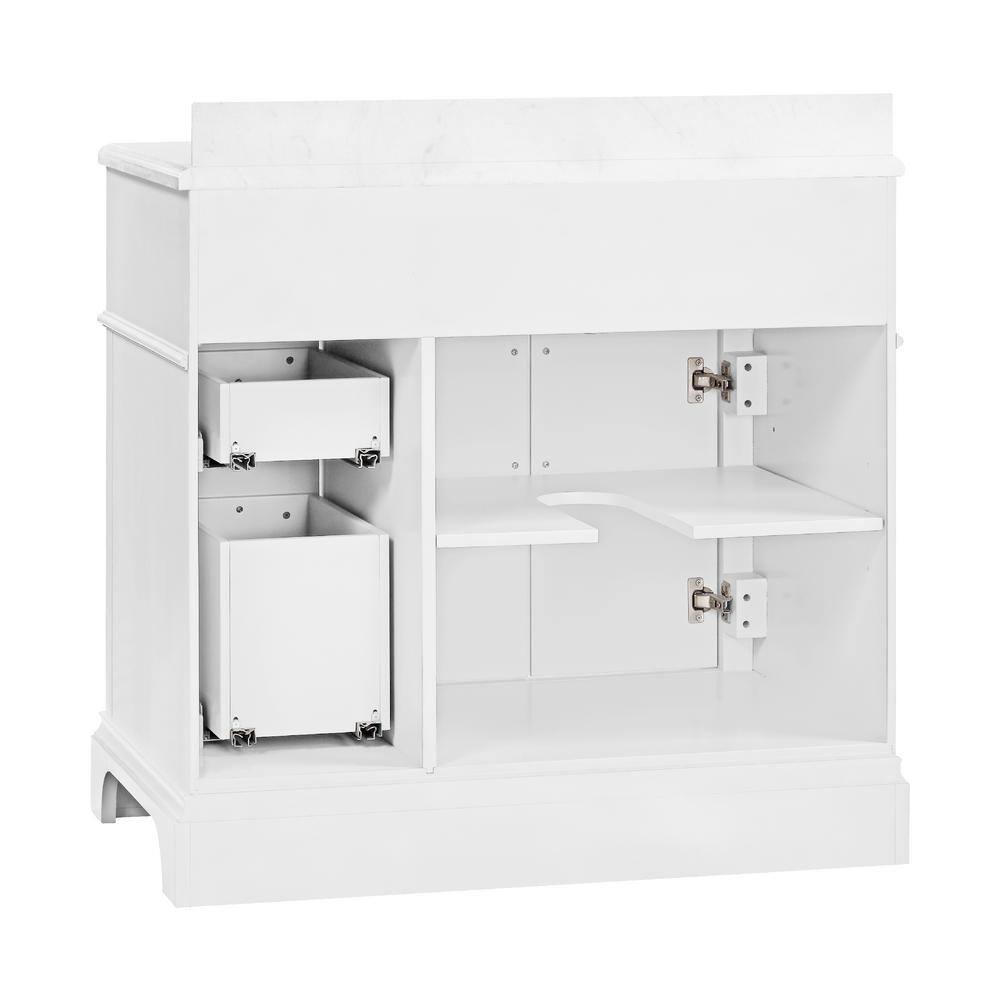 Home Decorators Collection Melpark 36 in. W x 22.1 in. D x 34.5 in. H Freestanding Bath Vanity in White with White Cultured Marble Top Melpark 36W