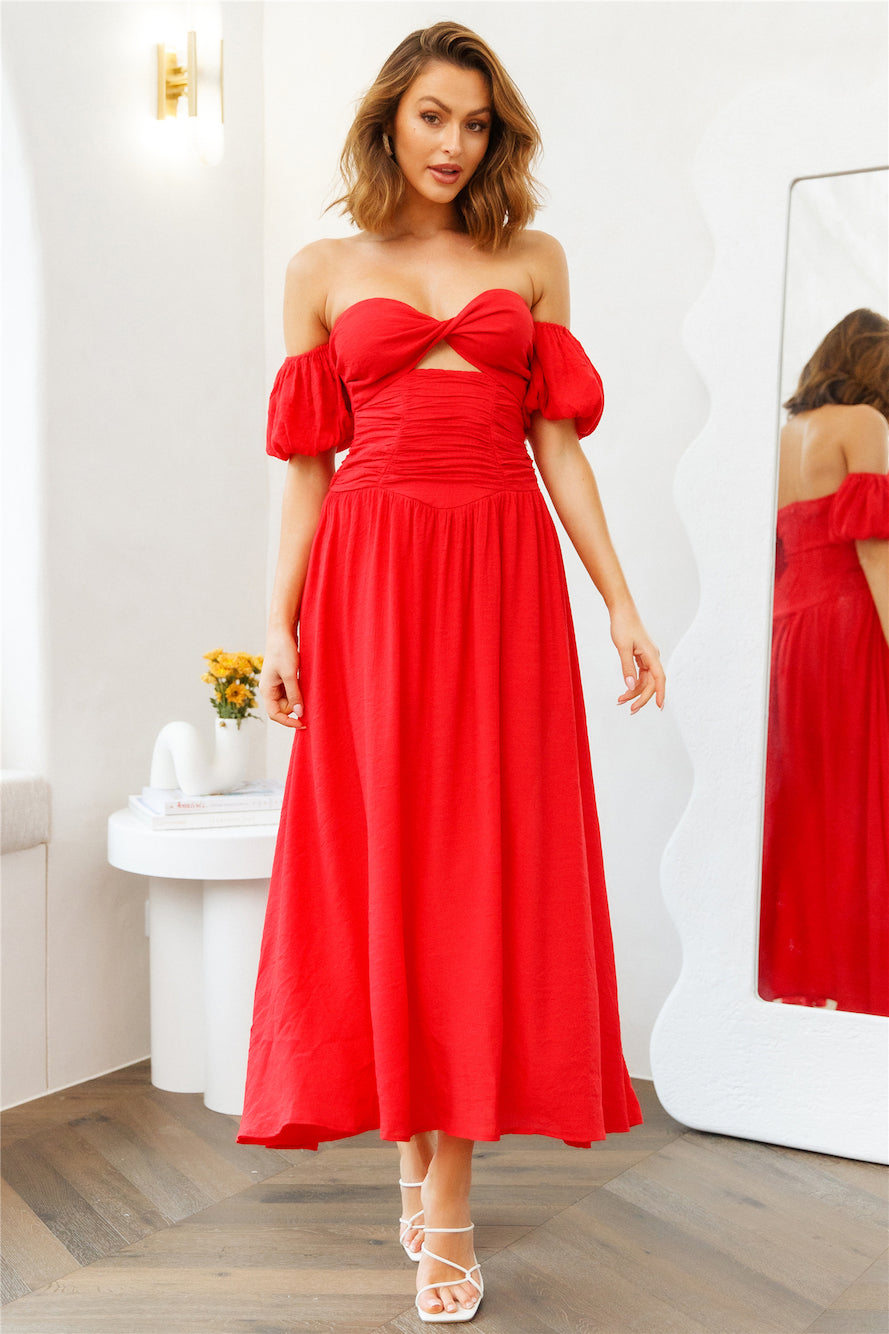 Nightly Dates Midi Dress Red