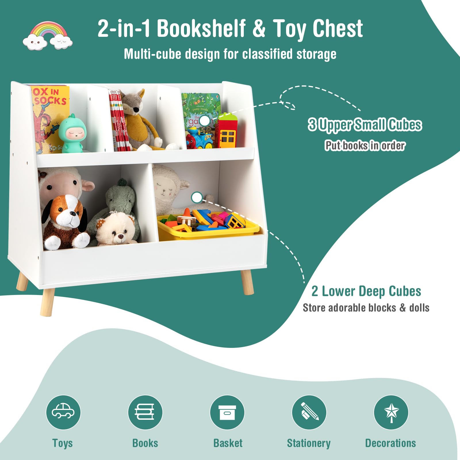 Costzon Toy Organizers and Storage with Bookshelf