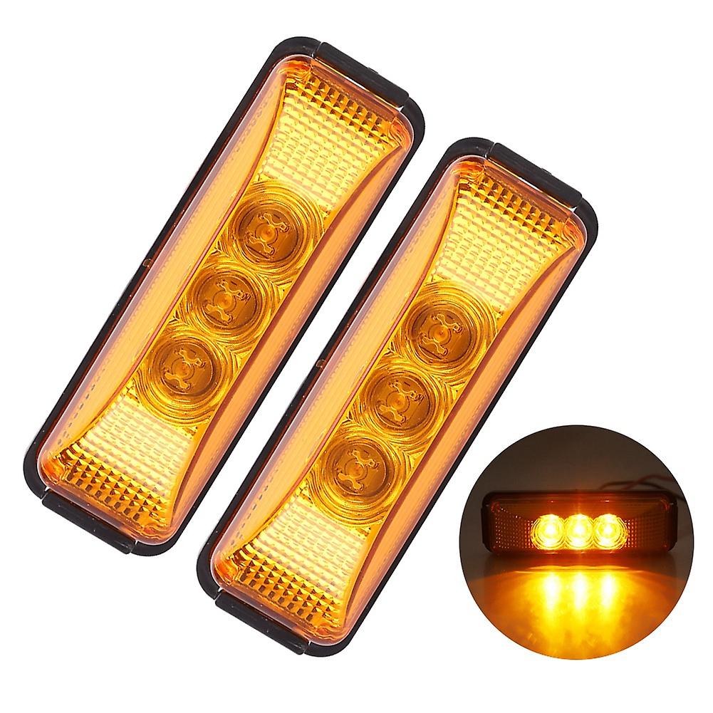 2 Pcs Abs With Pc Shell 12v High Light Led Light 3 F3 Bead Truck Side Signal Lamp 1.2w(yellow)