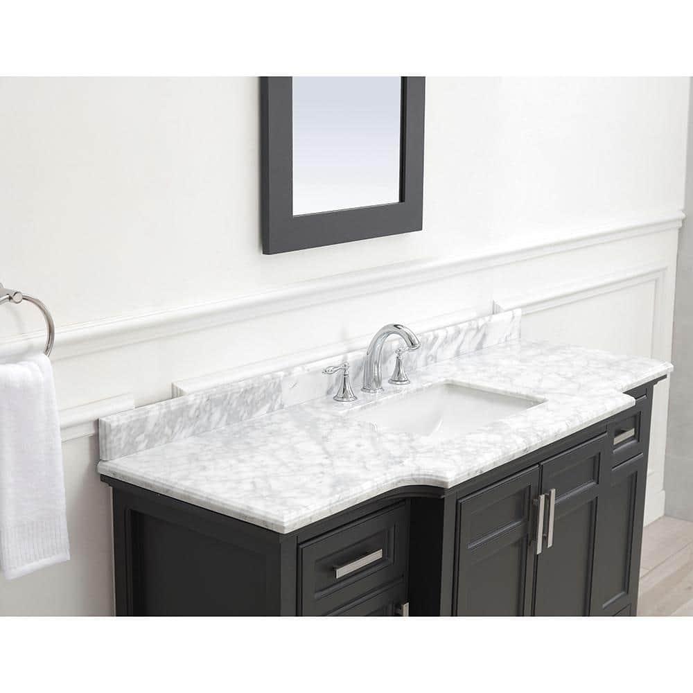 Home Decorators Collection Sassy 60 in W x 22 in D Vanity in Dark Charcoal with Marble Vanity Top in White with White Sink