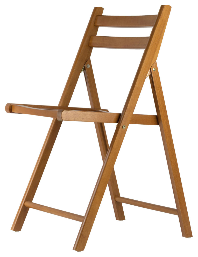 Robin 4 Pc Folding Chair Set  Teak   Transitional   Folding Chairs And Stools   by Skyline Decor  Houzz