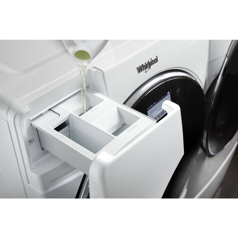 Whirlpool 27 in. 5.0 cu. ft. High Efficiency Smart White Stackable Front Load Washing Machine with Load and Go XL Plus Dispenser WFW9620HW