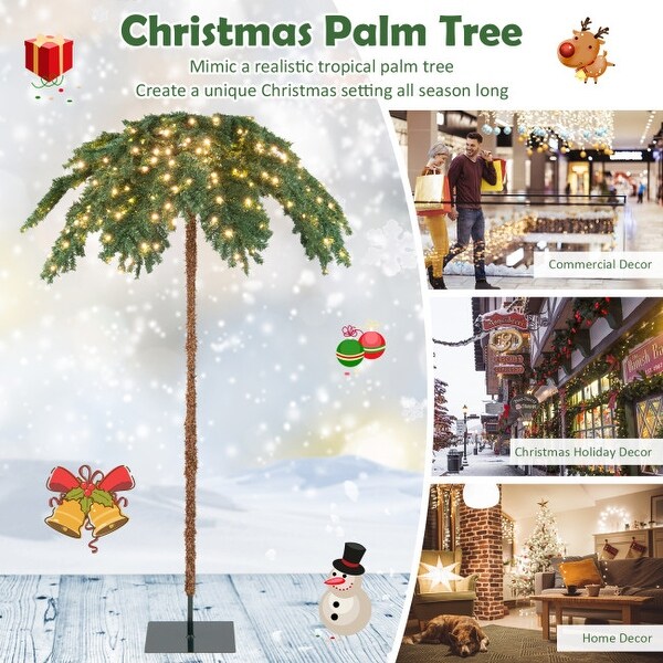 6 Feet PreLit Xmas Palm Artificial Tree with 250 WarmWhite LED Lights