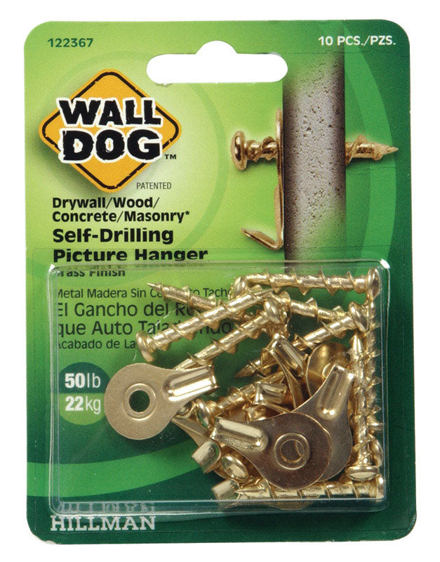 WALLDOG HANGR BRASS 10PK