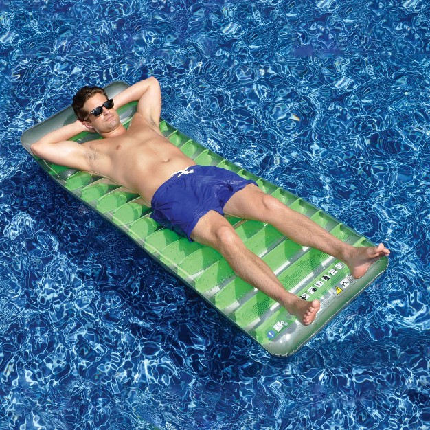 Green And Gray Inflatable Sun Tanning Swimming Pool Mattress Raft