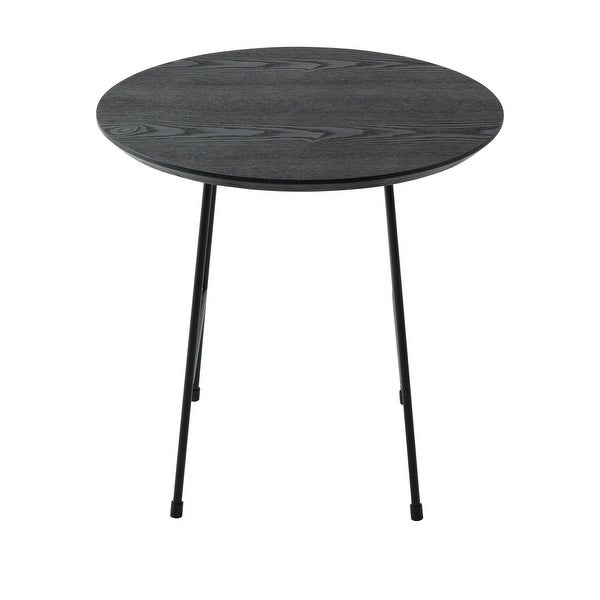 LeisureMod Rossmore Modern Round Side Table With Black Steel Frame - 19.7