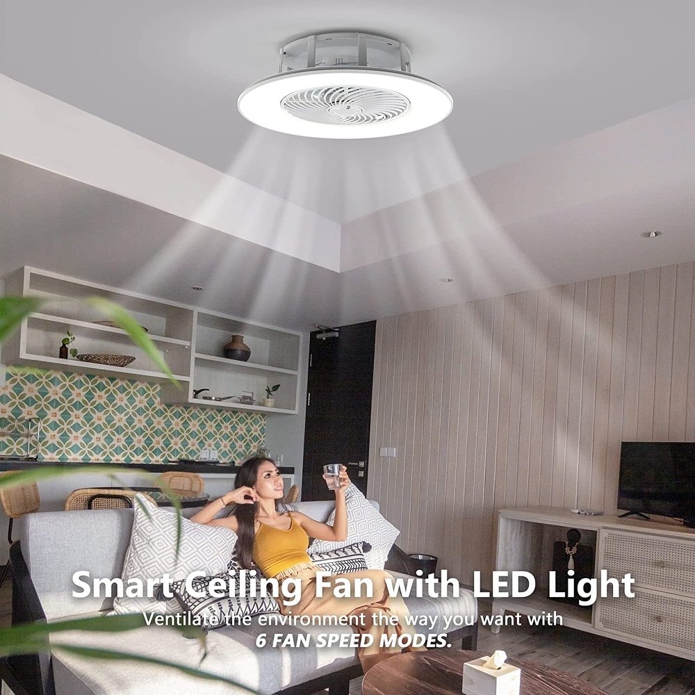 Bladeless Ceiling Fan with Light and Remote Control Low Profile Ceiling Fan 22\