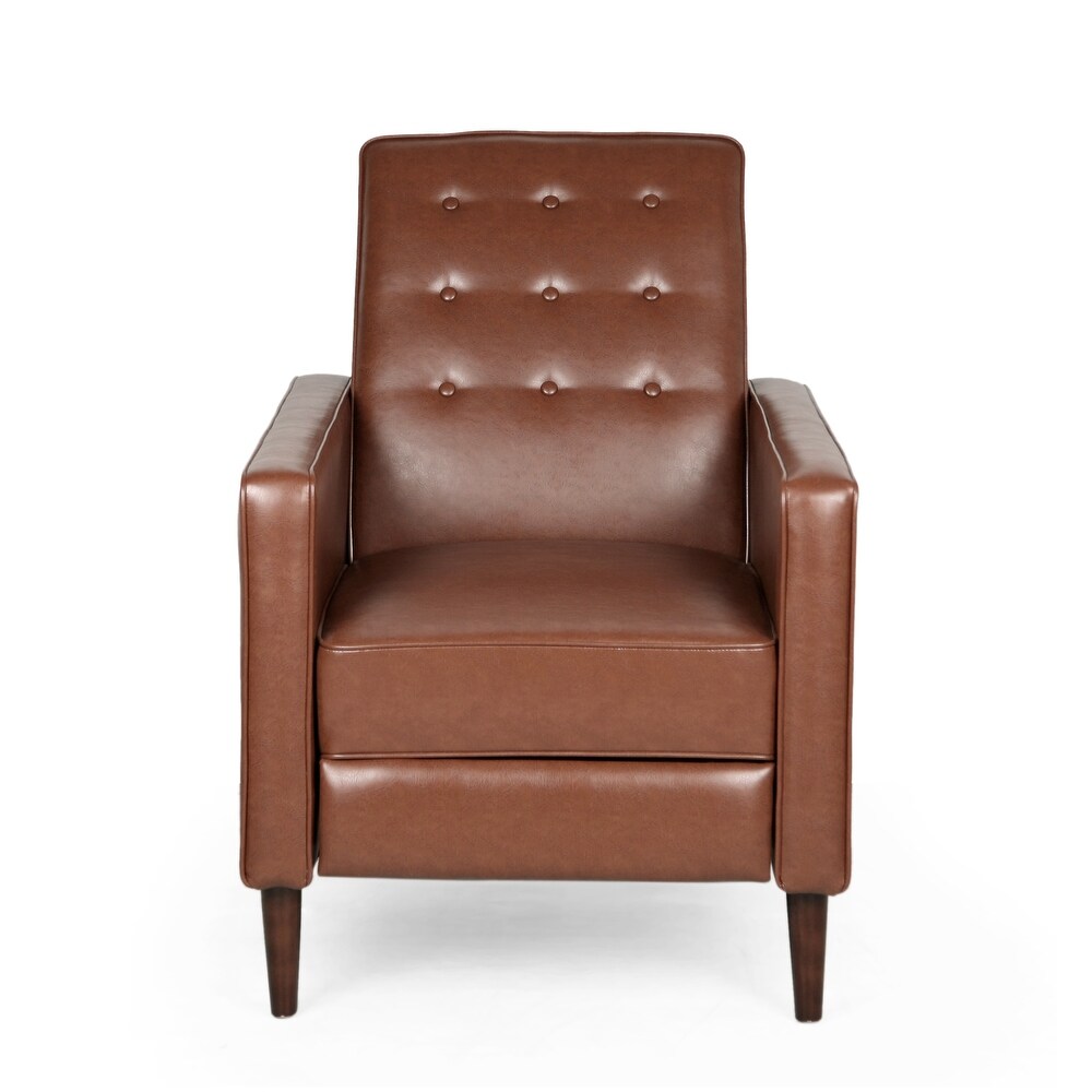 Mervynn Faux Leather Mid Century Button Tufted Recliner by Christopher Knight Home