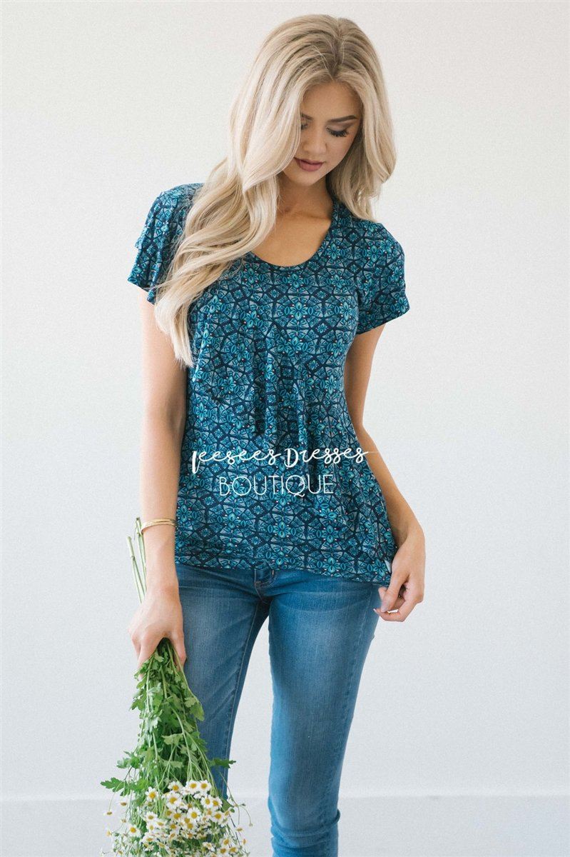 Asymmetric Ruffle Front Floral Top