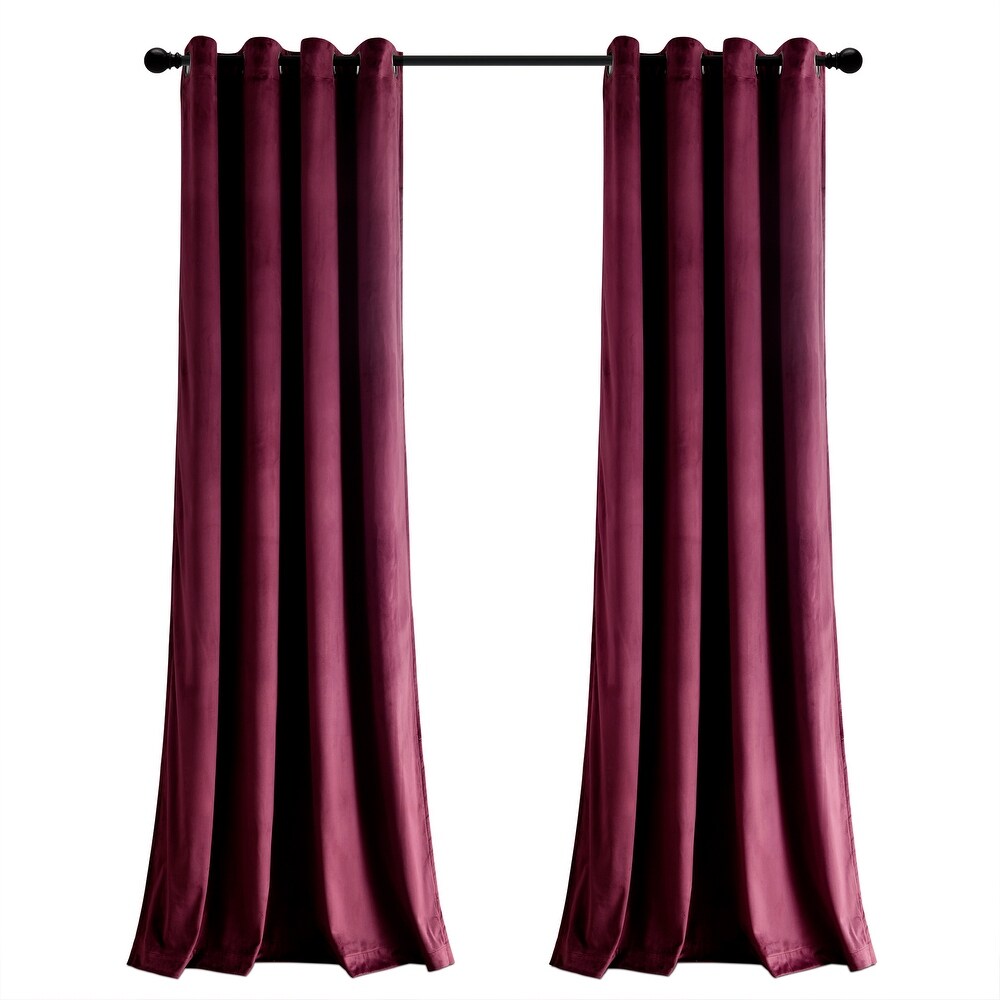 Lush Decor Prima Velvet Solid 100 Percent Lined Blackout Grommet Window Curtain Panel Single