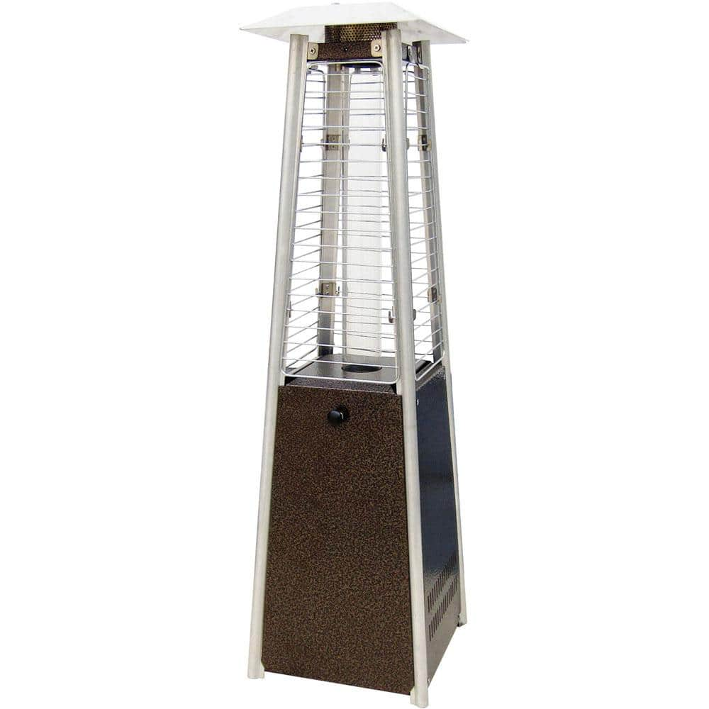 Hanover 9500 BTU Hammered Bronze Mini Pyramid Tabletop Propane Patio Heater with Weather-Protective Cover HAN0202HB-CV