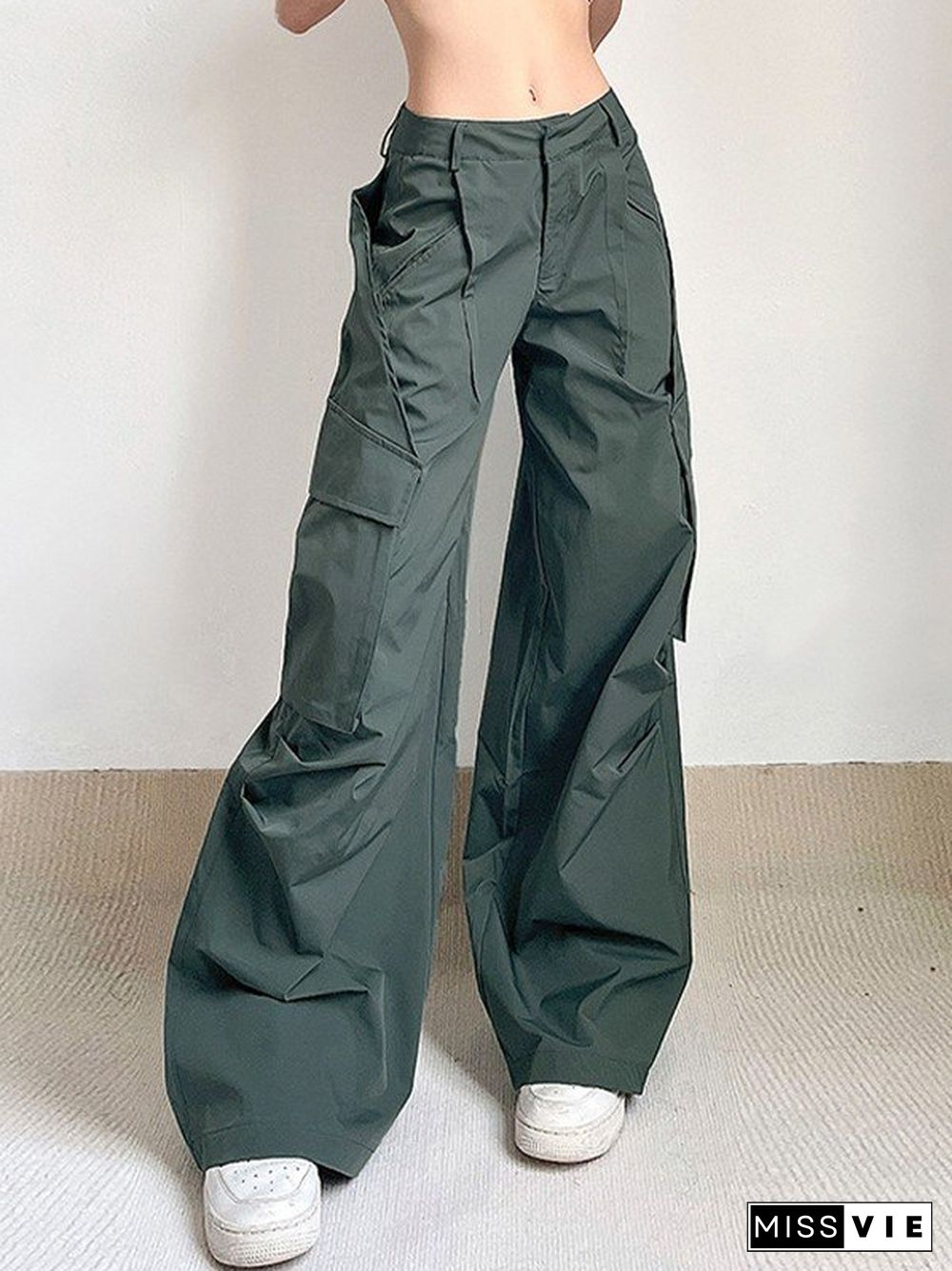 Ruched Pleated Baggy Parachute Cargo Pants