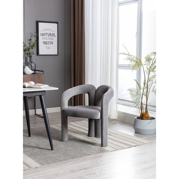 Velvet Upholstered Goat's horn Armless Accent Chair For Living Room