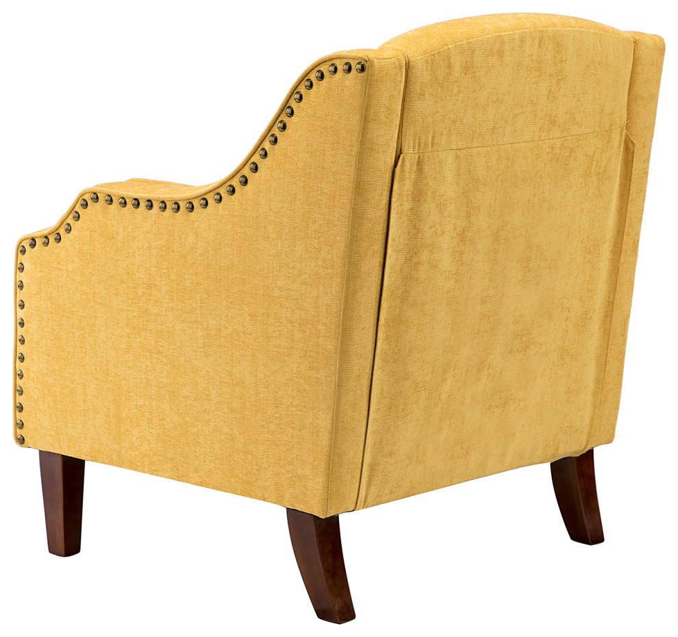 34 quotTall Comfort Bedroom Armchair with Solid Wood Legs   Contemporary   Armchairs And Accent Chairs   by Karat Home  Houzz