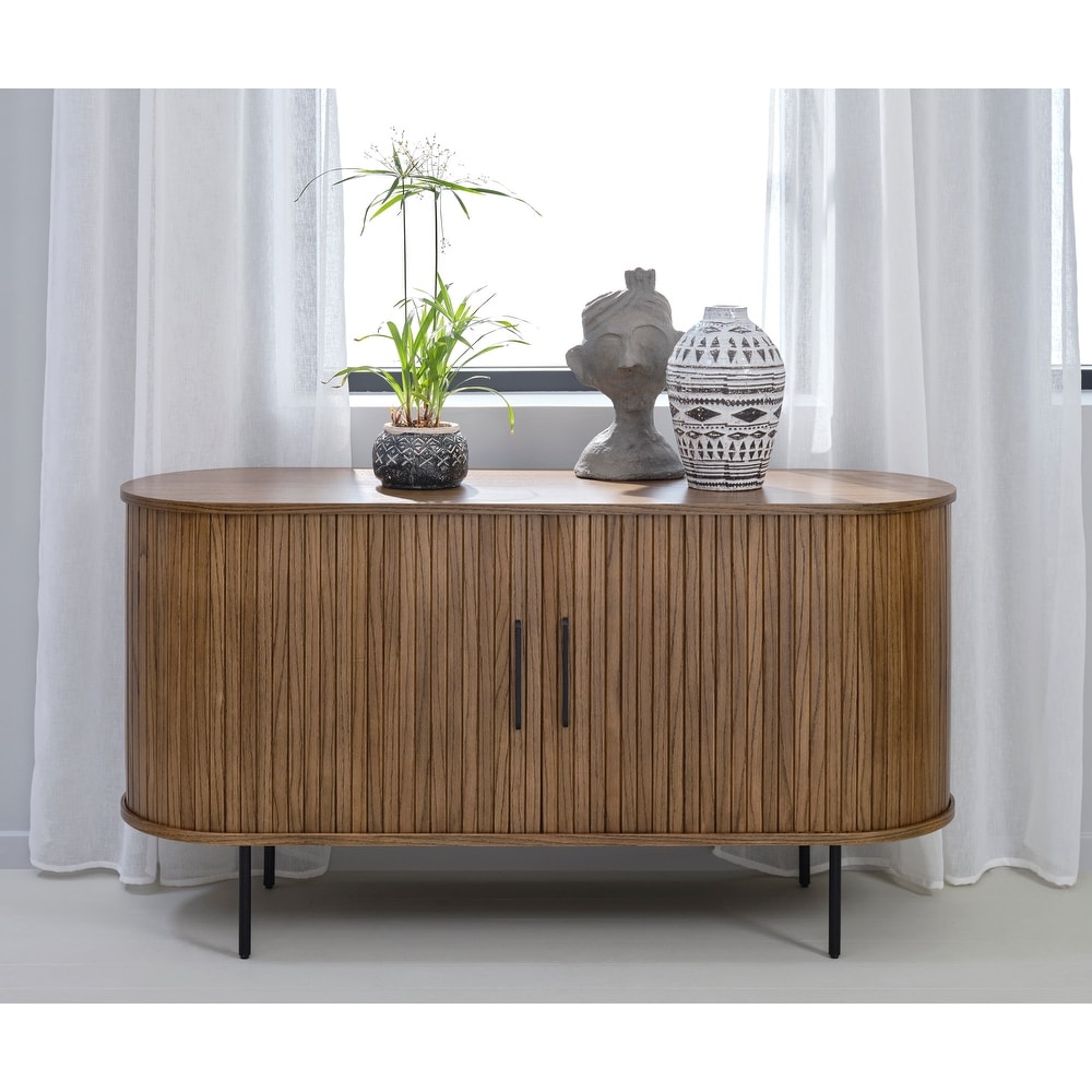 Rye Studio Nicola Mid Century Modern Rounded Sliding Door Sideboard 55\