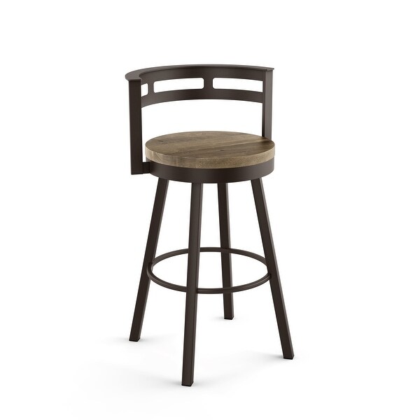 Amisco Vector Swivel Counter Stool with Distressed Wood Seat