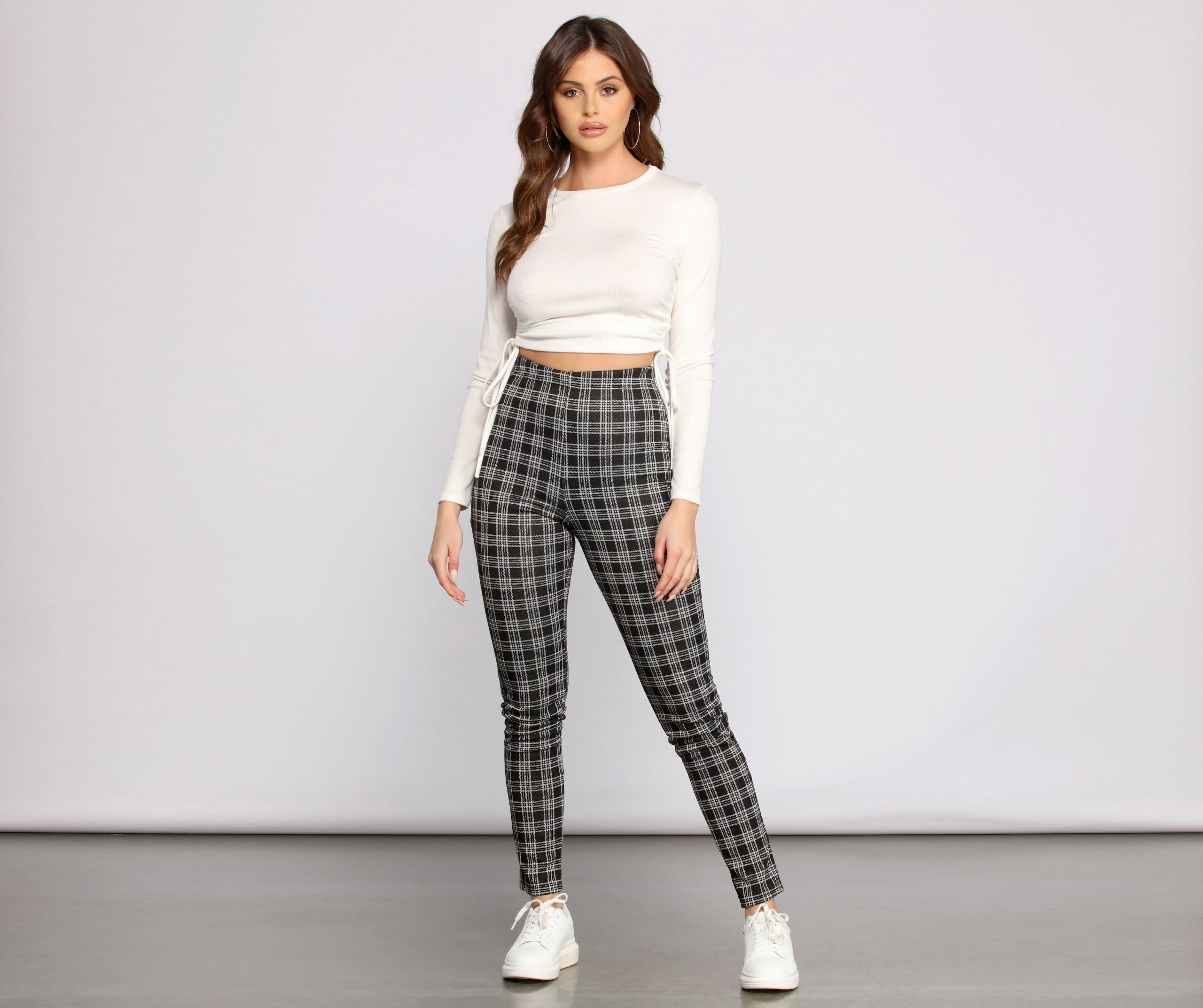 Preppy Plaid Skinny Pants